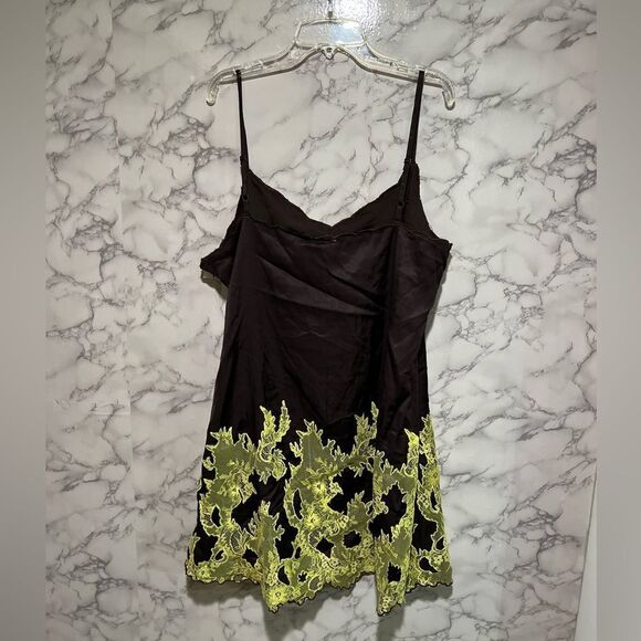 Topshop Satin and Lace Cami Mini Dress in Chocolate and lime-Brown - Picture 11 of 12